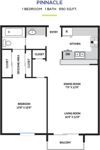 Pinnacle Floor Plan at Pacific Bay Club Apartments, San Diego
