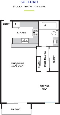 Soledad Floor Plan at Pacific Bay Club Apartments, San Diego California