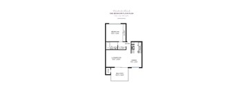 A floor plan for a one bedroom apartment with a balcony.
