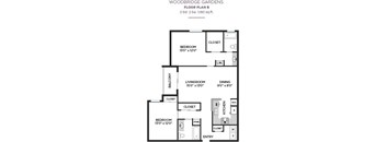 2 Bedroom Floorplan at Woodbridge Gardens, Toluca Lake, CA, 91602