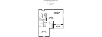 1 Bed Floorplan at Woodbridge Gardens, Toluca Lake