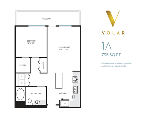 1A Floor Plan at Volar Apartments, Irvine, CA