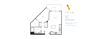 1C Floor Plan at Volar Apartments, Irvine California