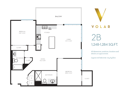 2B Floor Plan at Volar Apartments, California