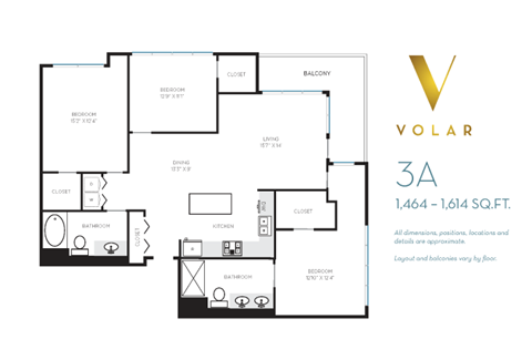 3A Floor Plan at Volar Apartments, California, 92612