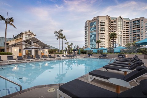 Poolside Relaxing Chairs at Towers at Costa Verde Apartments, California, 92122