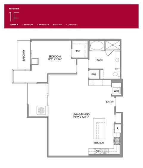 1F Floor Plan at LUX by Garden*, San Diego, CA