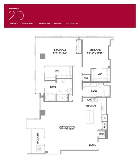 2D Floor Plan at LUX by Garden*, San Diego
