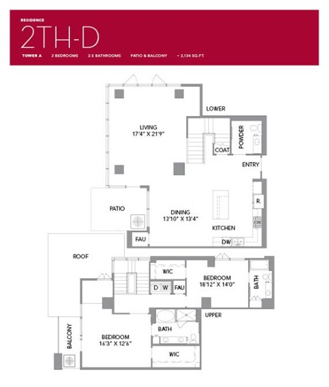 2TH-D Floor Plan at LUX by Garden*, San Diego