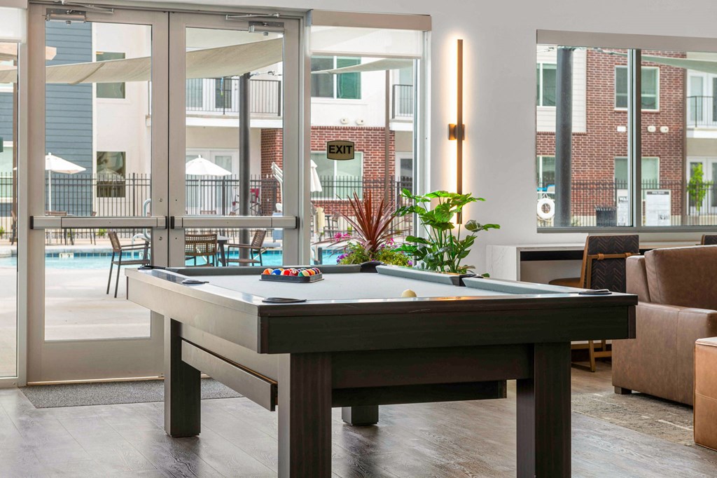 a pool table in the resident lounge