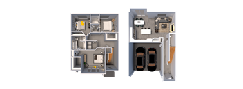a rendering and a floor plan of a house