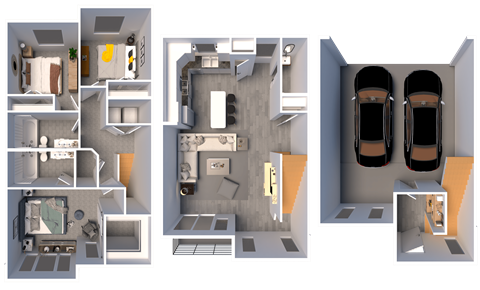 a rendering of a floor plan and layouts of a house