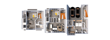a floor plan of three differentartments of a house