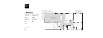 A floor plan for a high line unit with 3 bedrooms and 3 bathrooms.