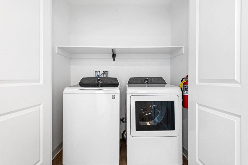 a washer and dryer in a laundry room