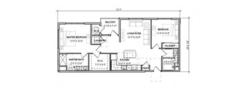 A floor plan of a house with labeled rooms and dimensions.