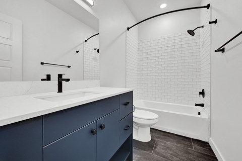 a bathroom with a sink and a toilet and a shower