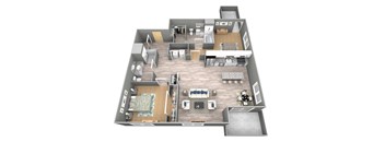 Adams II - 3D Floor Plan - The Flats