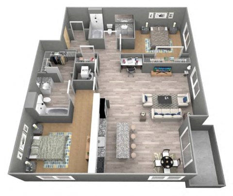 Adams I - 3D Floor Plan - The Flats