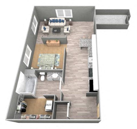 Dudley - 3D Floor Plan - The Flats