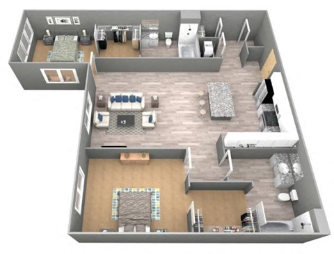 Judson I - 3D Floor Plan - The Flats