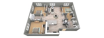 Madison - 3D Floor Plan - The Flats