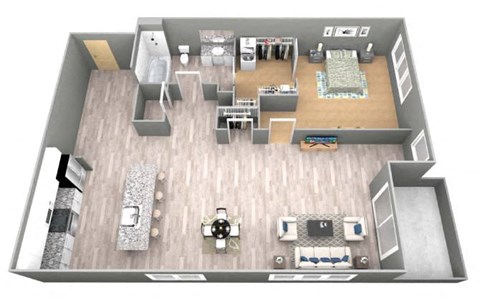 Vine - 3D Floor Plan - The Flats