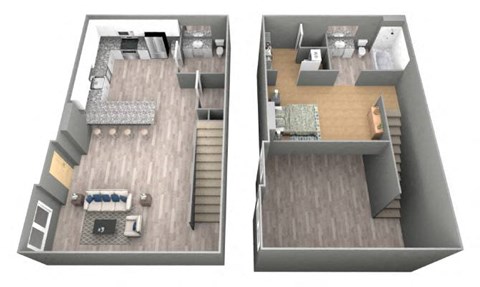 Walker - 3D Floor Plan - The Flats