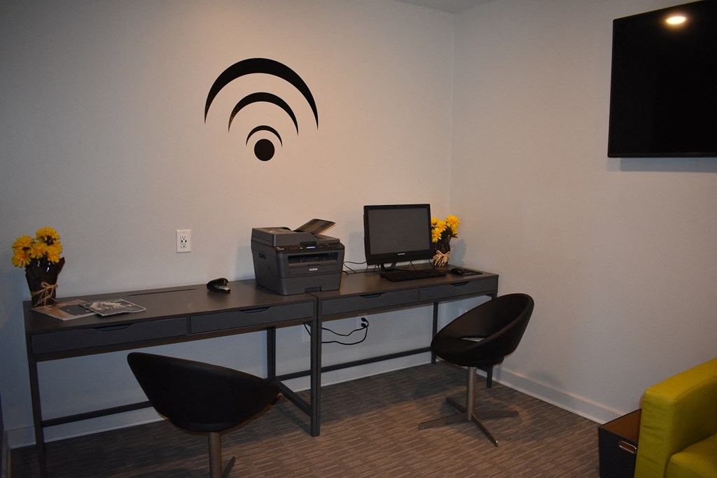 an office with a wifi signal on the wall
