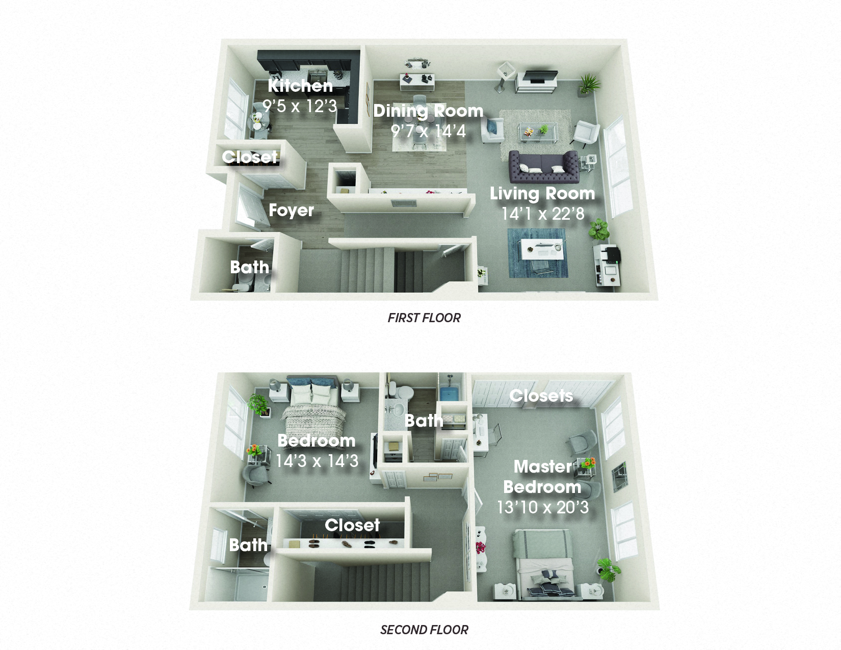 2 Bed 2.5 Bath Townhouse