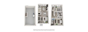 Floor plan of Maple Place townhome (all 3 levels)