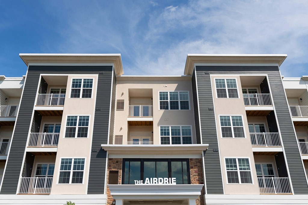 The Airdrie at Paoli Station signage and balconies