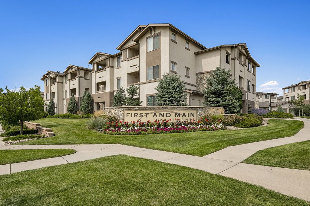 Building exterior and signage - First and Main Apartments