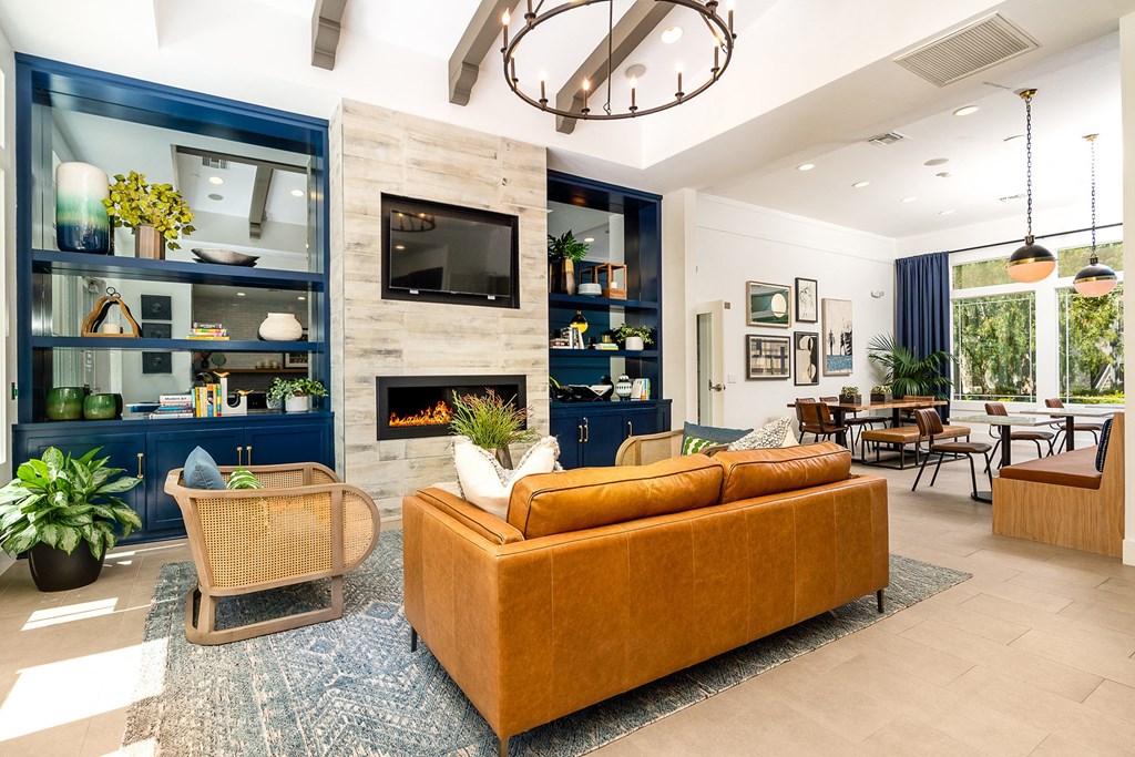 The Cascades Apartments interior fireplace