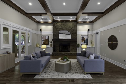 Clubhouse fireplace lounge - The Estates at River Pointe