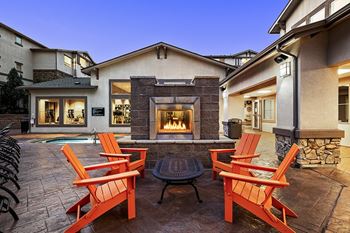 Outdoor fireplace lounge - First and Main Apartments