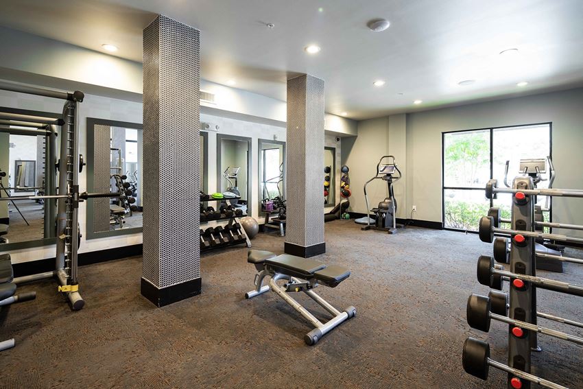The Juncture Apartments free weights area - Photo Gallery