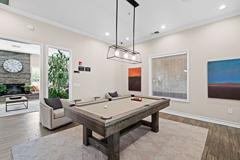 Billiards table in clubhouse gameroom