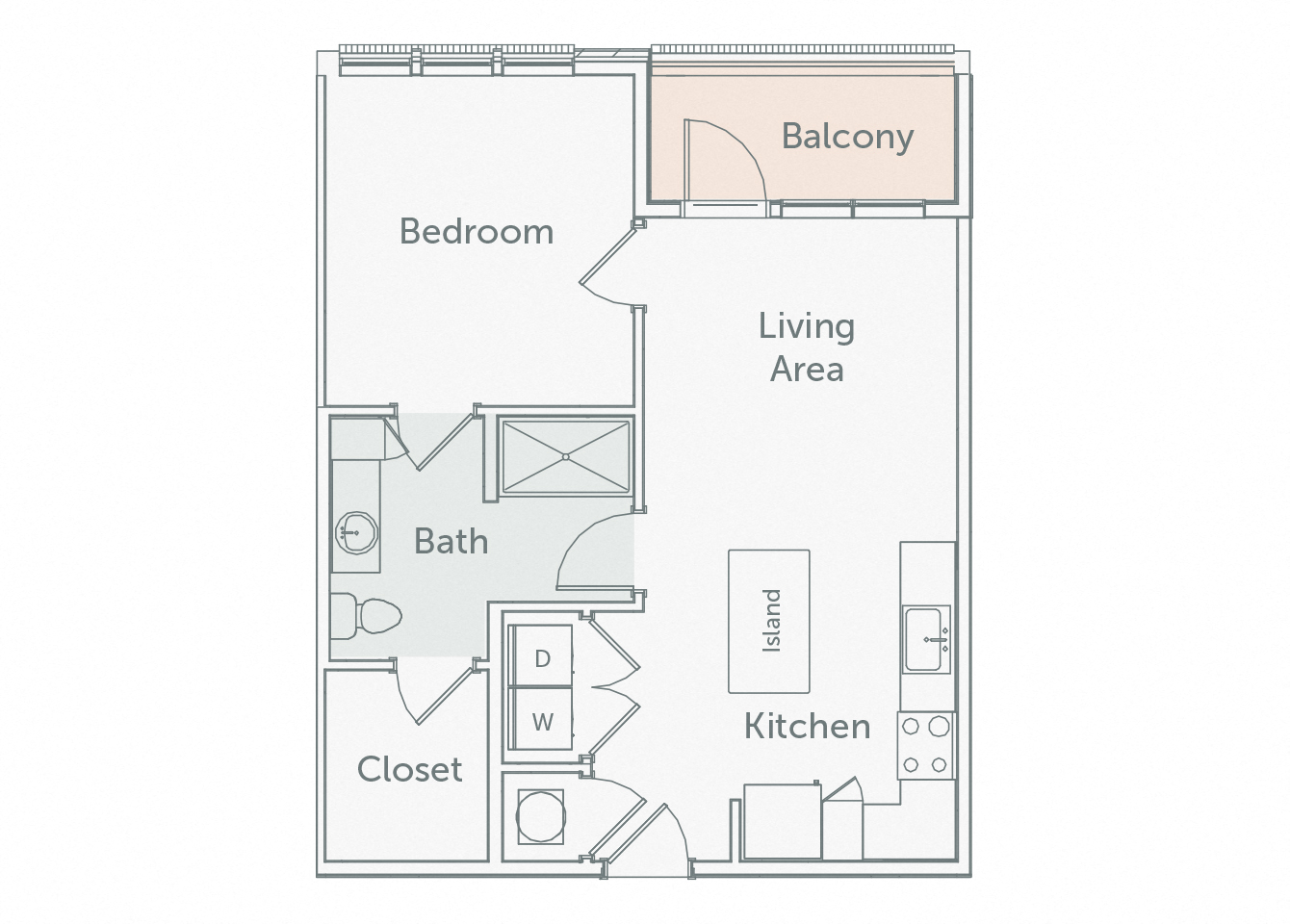 Element 29 - A05 - 1bed-1bath - 2D floor plan