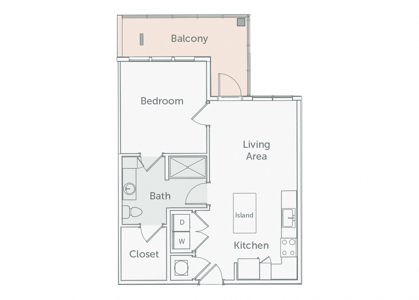Element 29 - A06 - 1bed-1bath - 2D floor plan