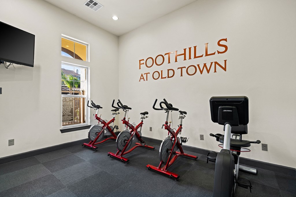 Foothills at Old Town Apartments fitness center cycling machines