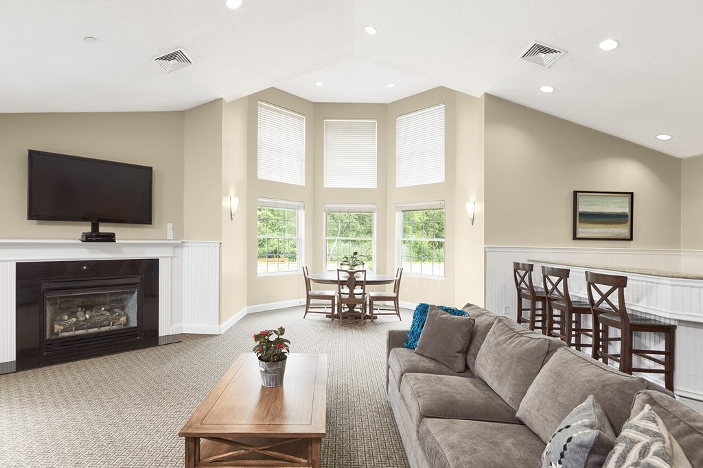 Clubhouse social area with tv - Hampshire Green Apartments