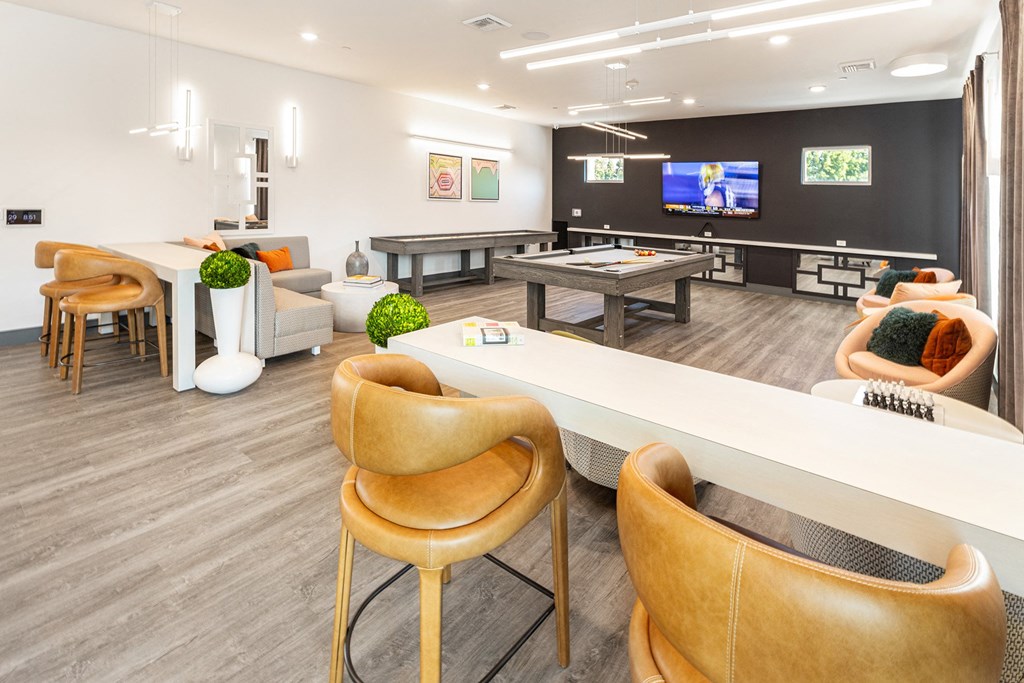 Game room with billiards, shuffleboard and kitchenette - NOVA at Green Ranch