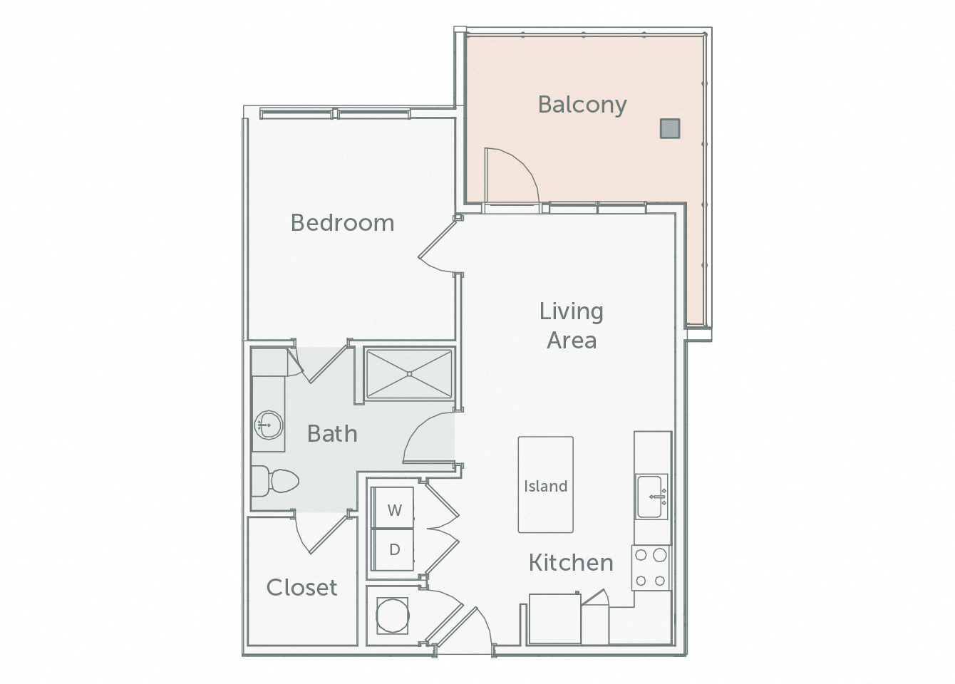 Element 29 - A07 - 1bed-1bath - 2D floor plan