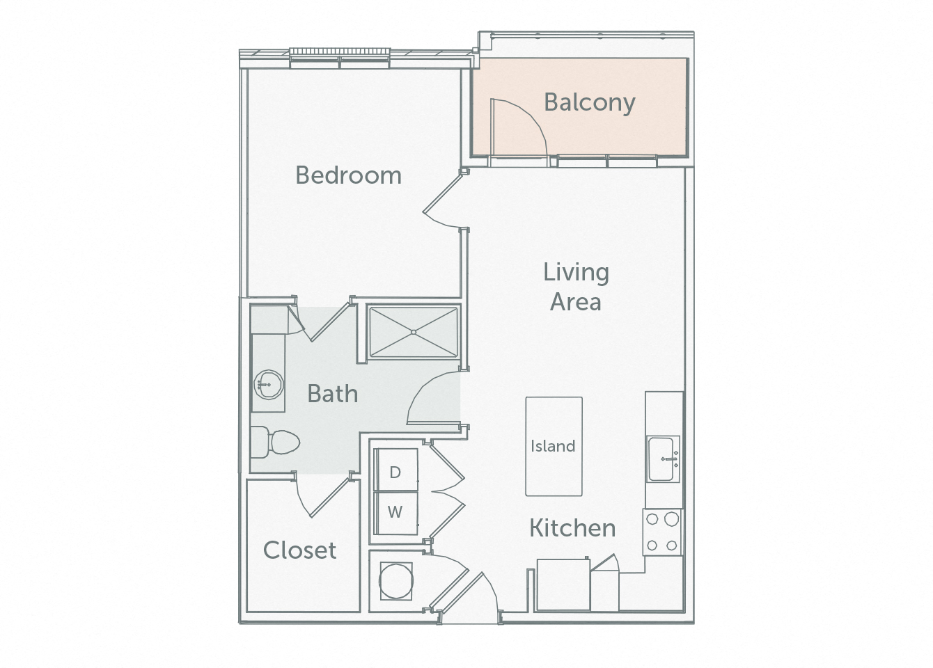 Element 29 - A08 - 1bed-1bath - 2D floor plan