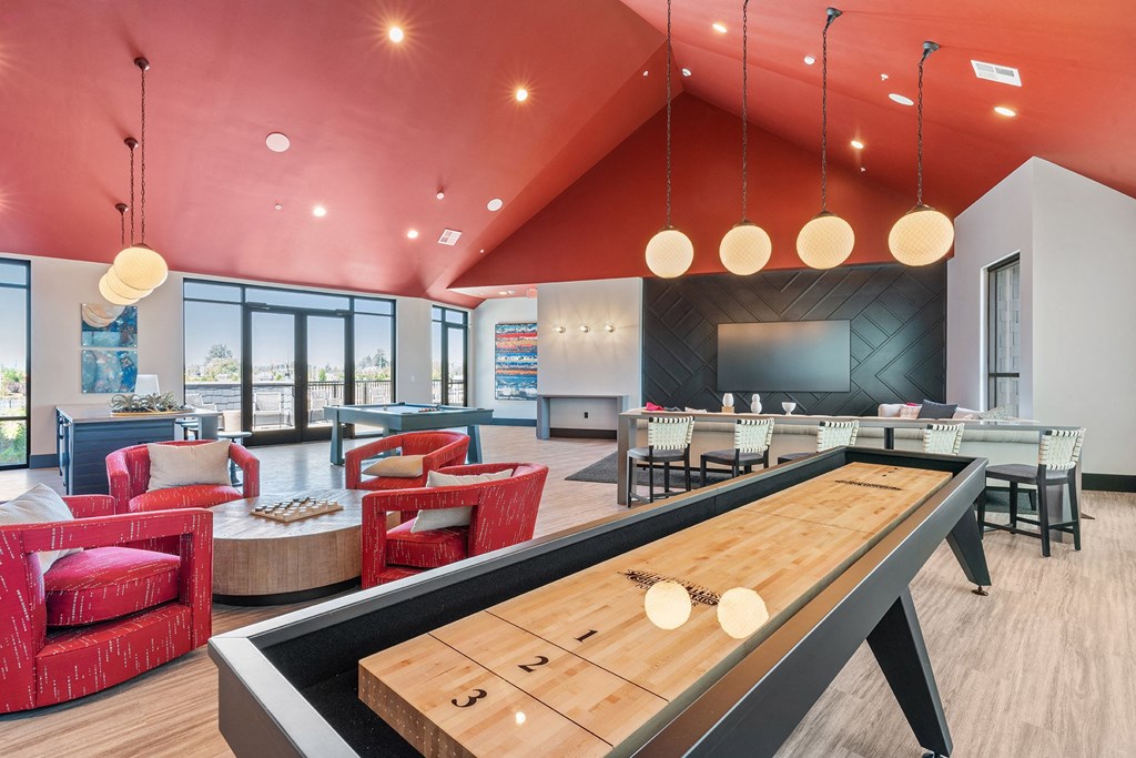 Arazo indoor game area with shuffle board and checkers