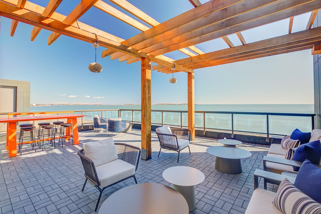 Rooftop deck with ocean view - BLVD at Revere Beach