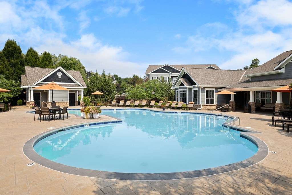 Carrington Place at Shoal Creek - Resort-style hilltop pool with covered social area