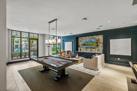 Billiards table in game room - The Remy Apartments