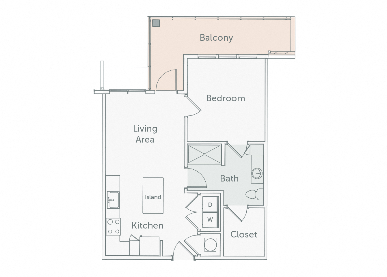 Element 29 - A09 - 1bed-1bath - 2D floor plan